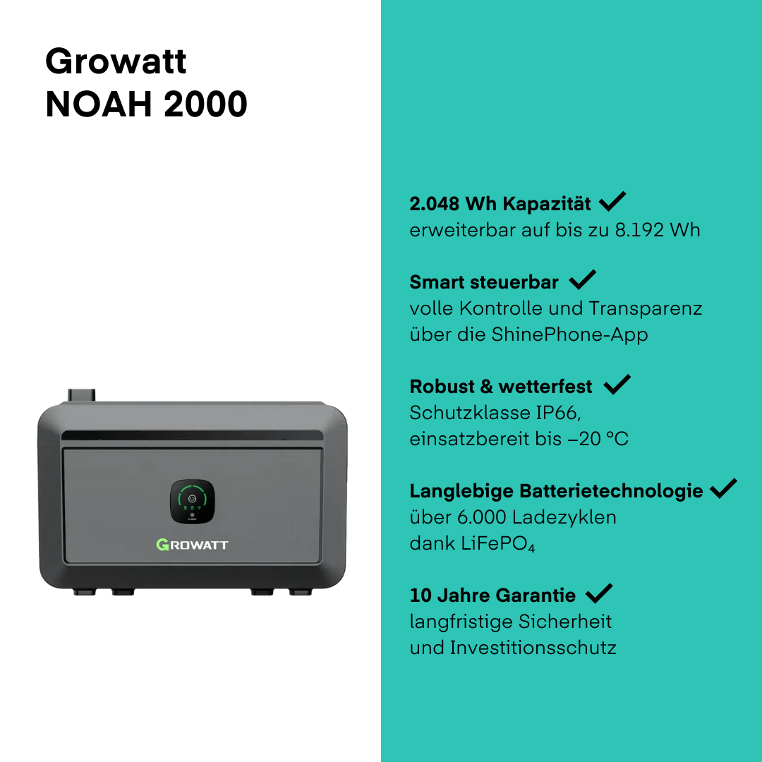 Growatt Noah 2000 (2048 Wh) Balkonkraftwerk Speicher von Growatt