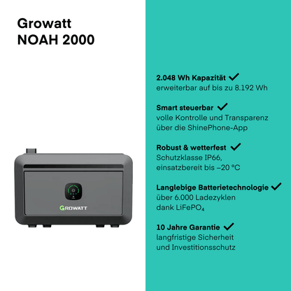 Growatt Noah 2000 (2048 Wh) Balkonkraftwerk Speicher von Growatt