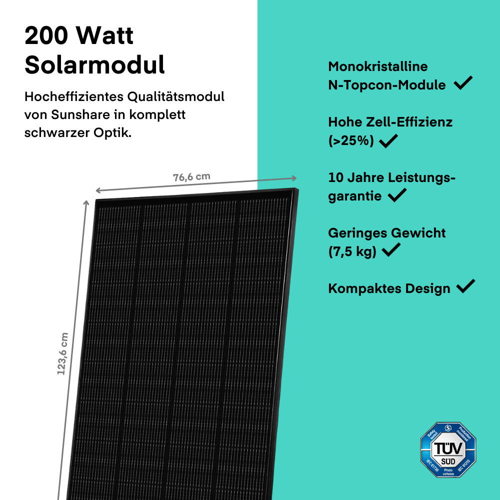 Sunshare Balkonkraftwerk 400W Betonbalkon von Sunshare