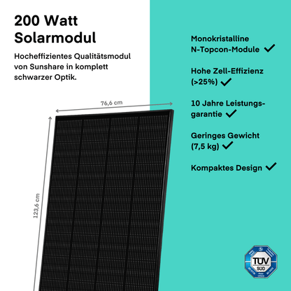 Sunshare Balkonkraftwerk 400W Betonbalkon von Sunshare