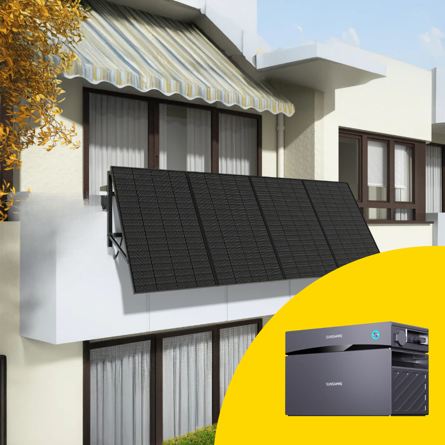 Sunshare Balkonkraftwerk mit Sunshare Glory 800W Betonbalkon von yumoes.shop