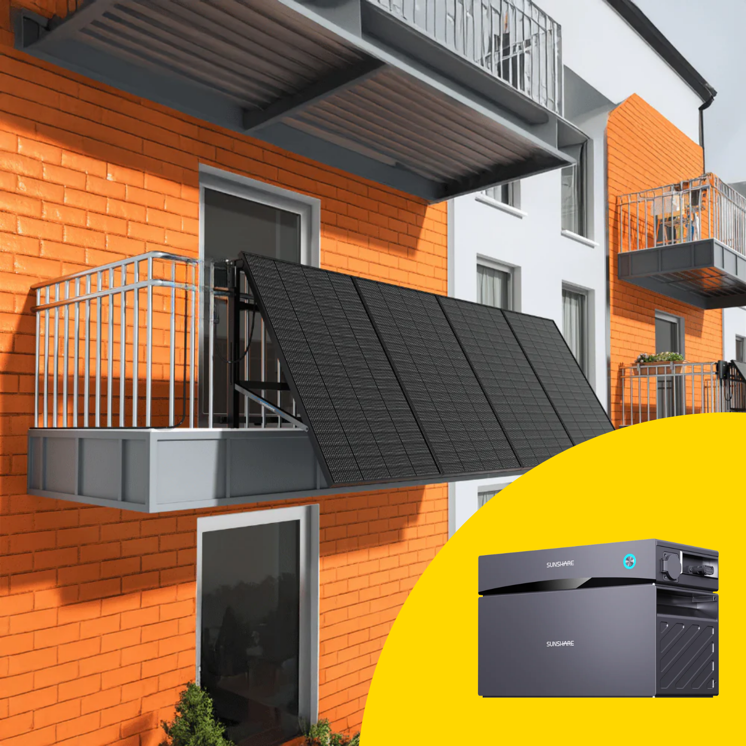 Sunshare Balkonkraftwerk mit Sunshare Glory 800W Gitterbalkon von yumoes.shop