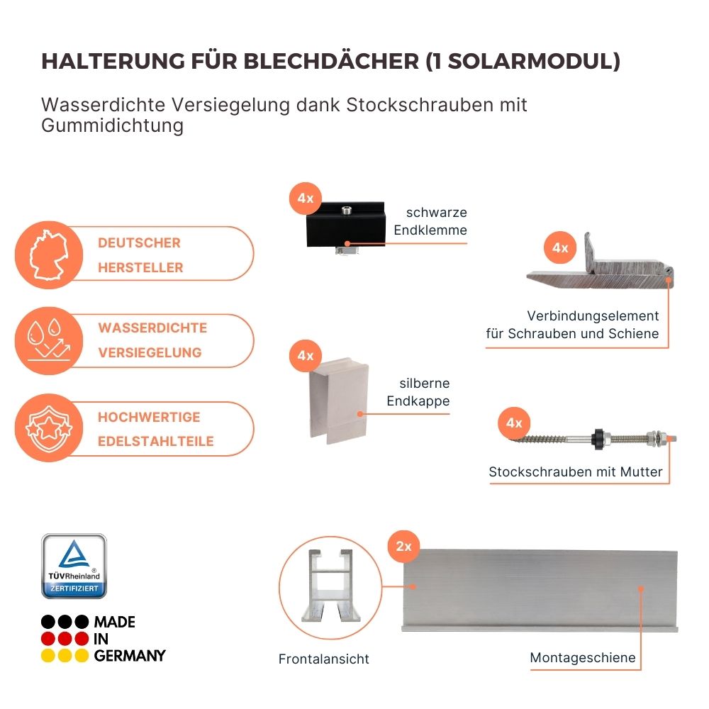 Montagesystem Yuma Roof Blechdach (1 Modul) von yumoes.shop
